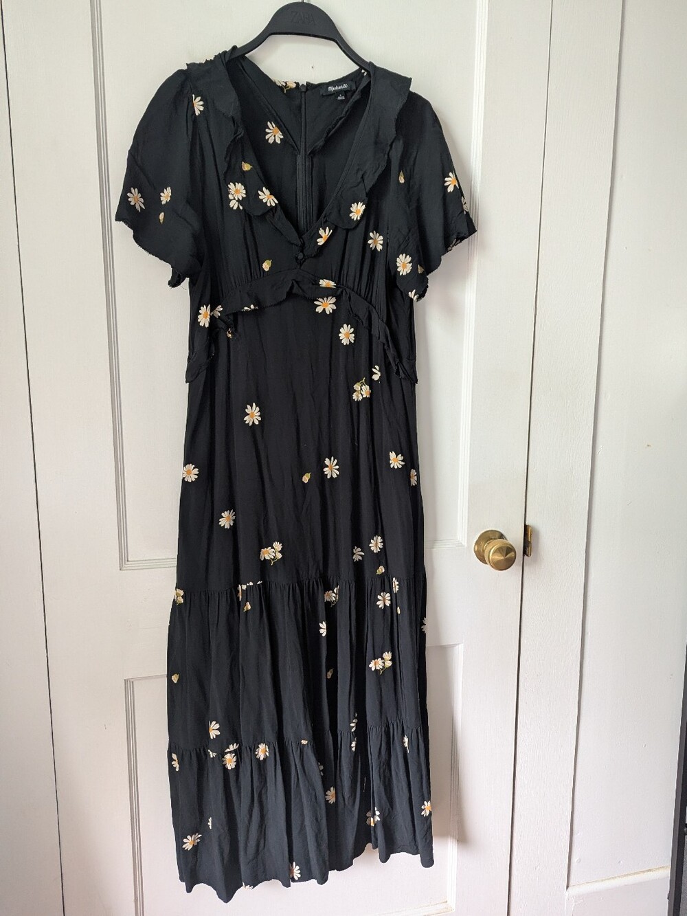 Madewell Lazy Daisies Ruffle Tiered Maxi Dress Size 6 Black Daisy Print - Picture 6 of 12